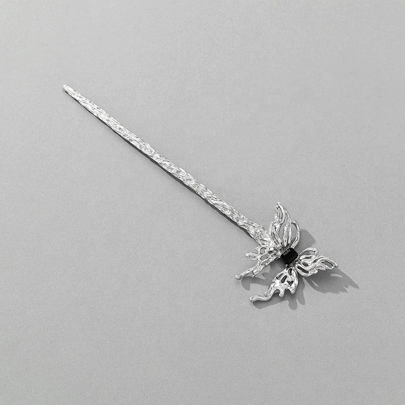 Custom Handmade Alloy Butterfly Hair Sticks Chinese Hairpin Hair Stick For Woman Back Bun Decoration
