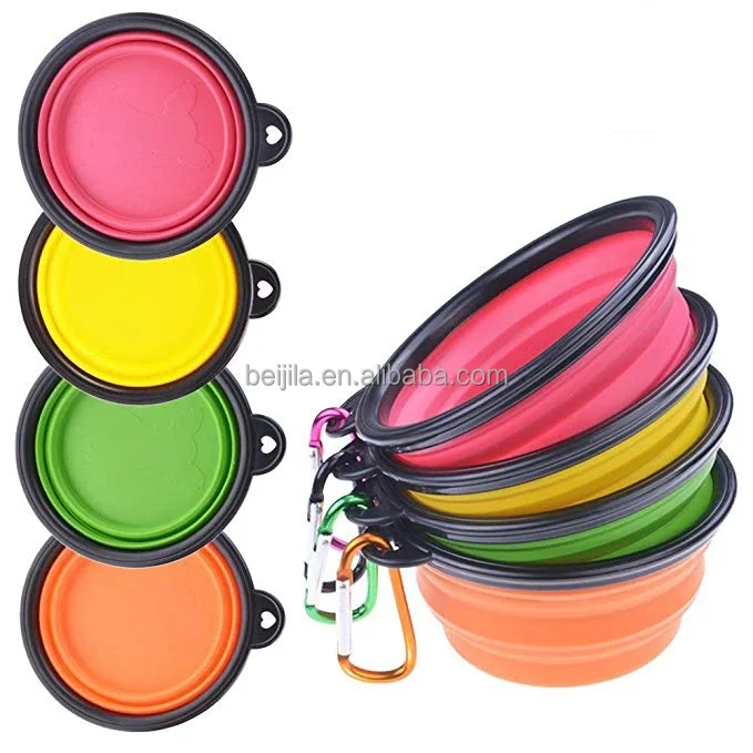 
Amazon Top Seller Custom Logo Foldable Silicone Pet Water Bowl Collapsible Travel Dog Bowl 