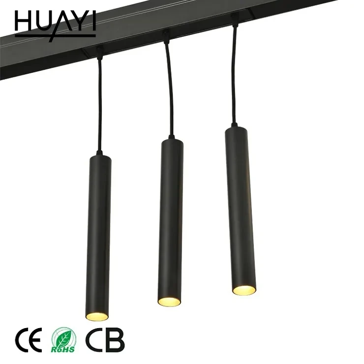HUAYI Contemporary Design Minimalism Spot Light Bedroom Aluminum Black LED Track Pendant Light