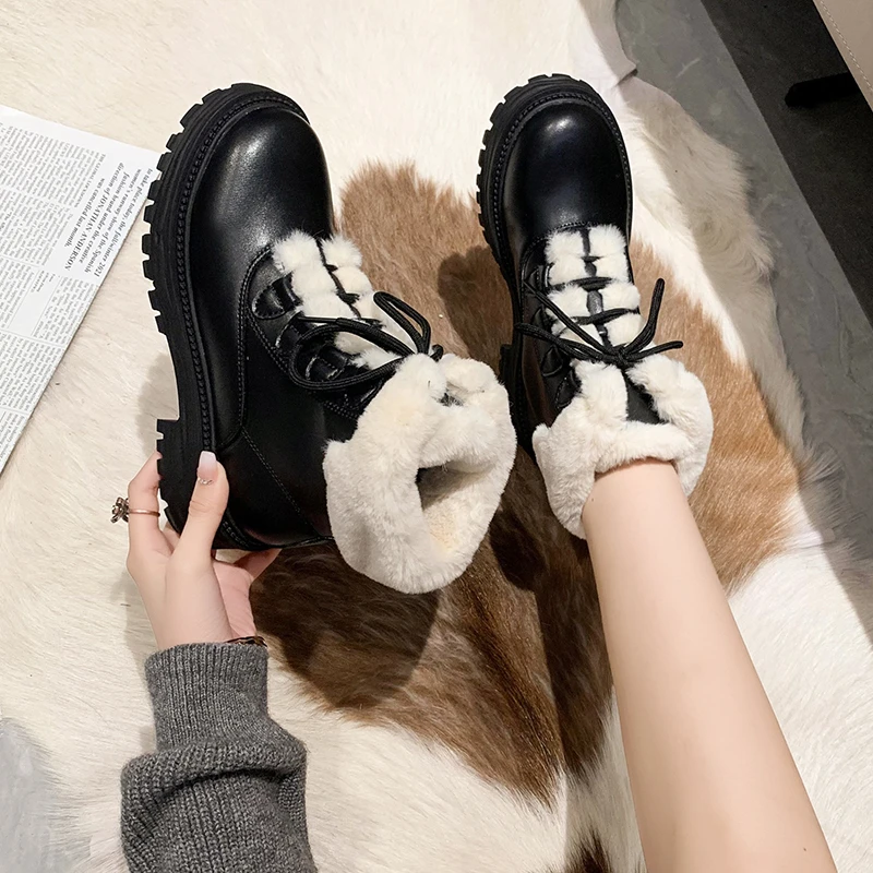 Dropshipping Custom Logo Warm Fur Lining Winter Boots Women Shoes Waterproof Comfortable Snow Boots