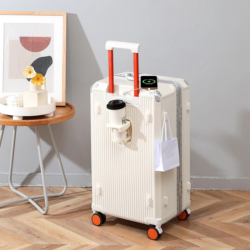 2024 new aluminum frame cabin crew luggage travel suitcase fashion strong boarding luggage Suitcase Set Trolley Case female