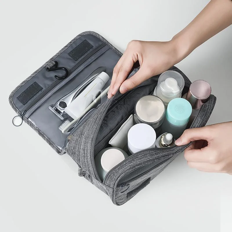 Hanging travel makeup bag organizer hygiene cleaning set with hook accessories bathroom shaving cosmetics for men and women