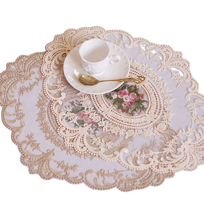 Dining Table Embroidery Craft Placemat European Style Lace Insulation Plate Mat Anti-scald macrame Coaster Table pads