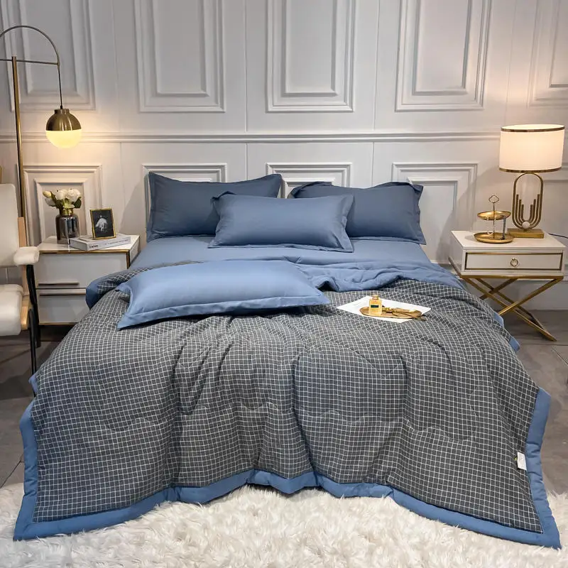 Wholesale Custom Luxury Printed Microfiber Polyester Satin Cooling Cool Fiber Summer Quilt Quilts Bedspreads Covers For Summer