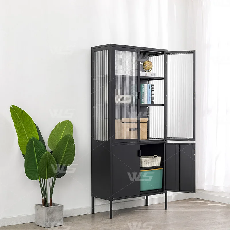 High Quality Durable Nordic Simple Style Household Furniture Metal Display Storage Cabinet Buffet Cabinet Four Doors