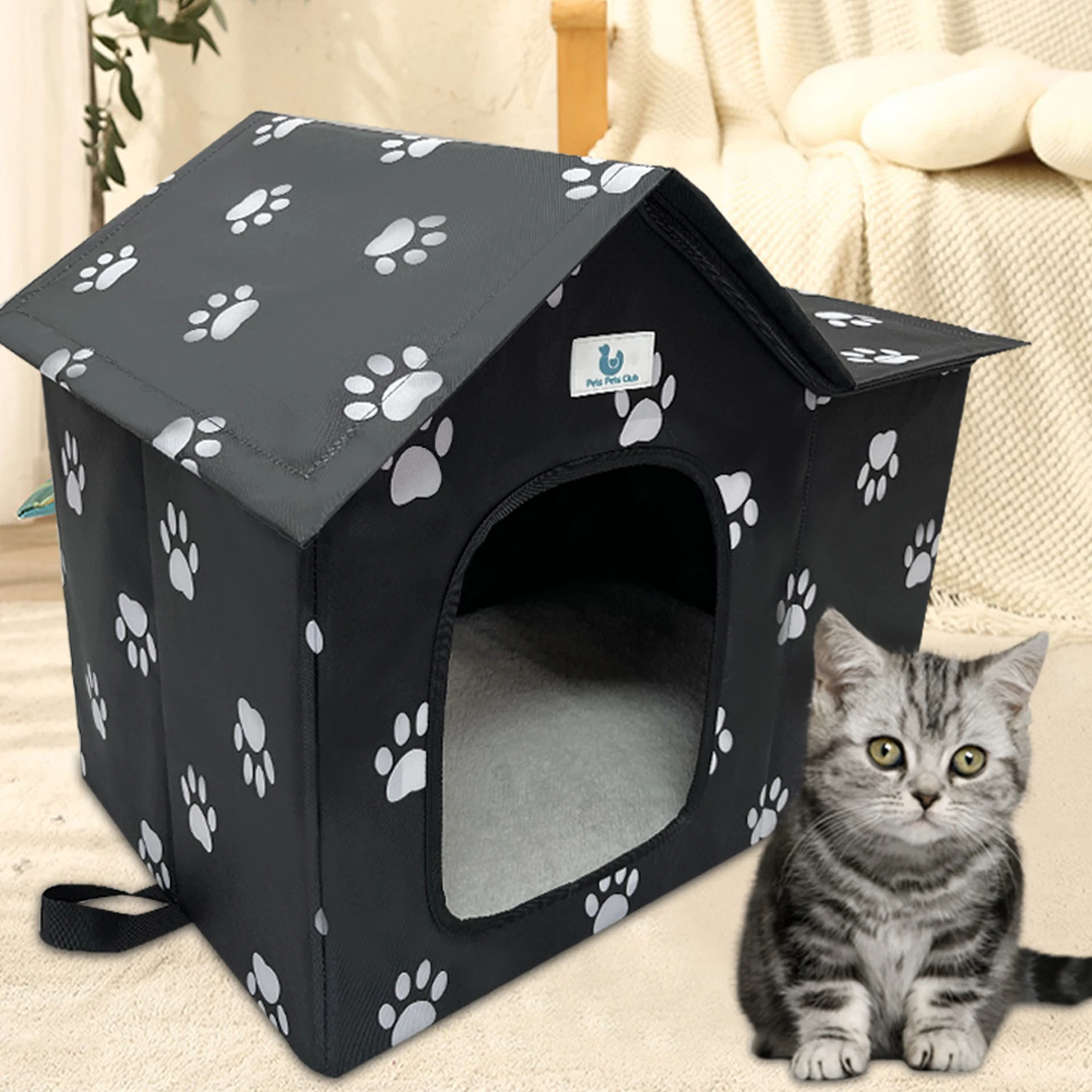 Wholesale Pet House Indoor Outdoor Cat House, Weatherproof Outside Cat Shelter for Feral Cats with Removable Cushion