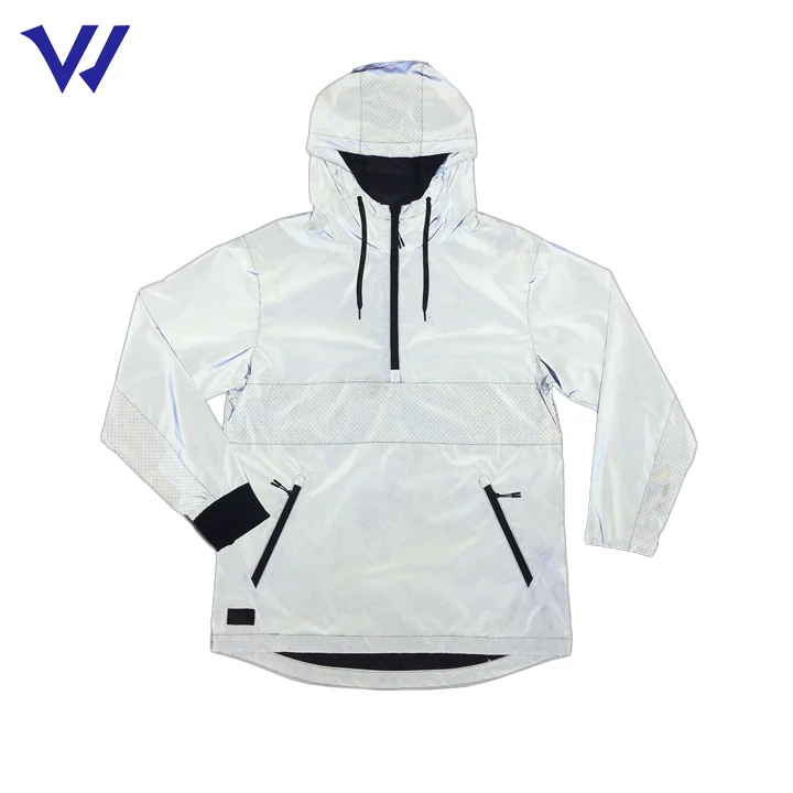 
Customized mens reflective jacket running 100% polyester reflective windbreaker 