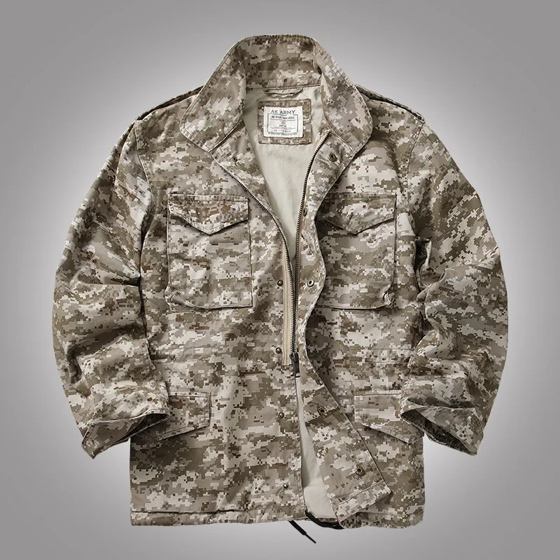 OEM Manufacturer Custom Logo Cotton Cargo Patchwork Jacket Mens Vintage Washed Zip Up Oversized