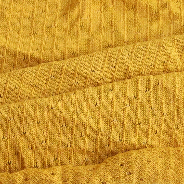 New Arrival 94% Cotton 6%Spandex Thick needle hollowed-out jacquard fabric for pullover and vest coat
