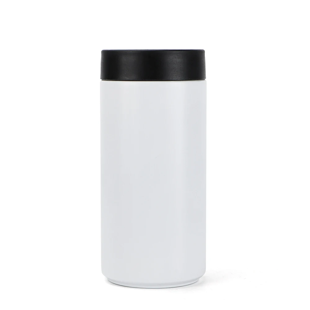 Custom logo keep cold double wall stainless steel insulated 12oz skinny can cooler