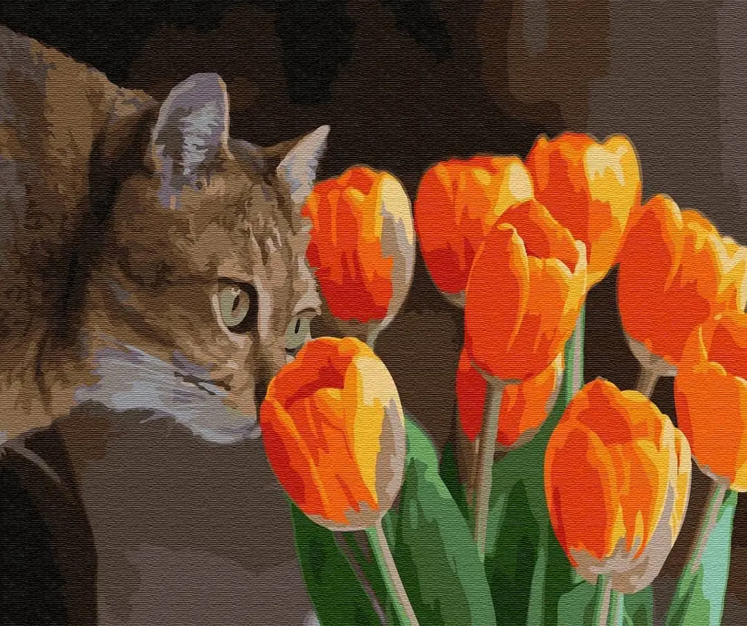 
Diy Digital Painting The kitten by the flowers Pictures Diy By Painted New Animal Paint By Numbers Canvas Oil Painting 