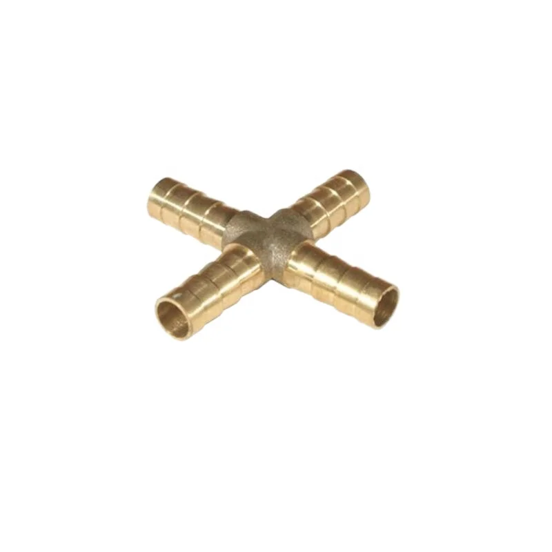 
Cross Type 12mm Brass Barb Fittings Pneumatic Parts Pagoda 4 Ways Branch Gas Hose Connector 