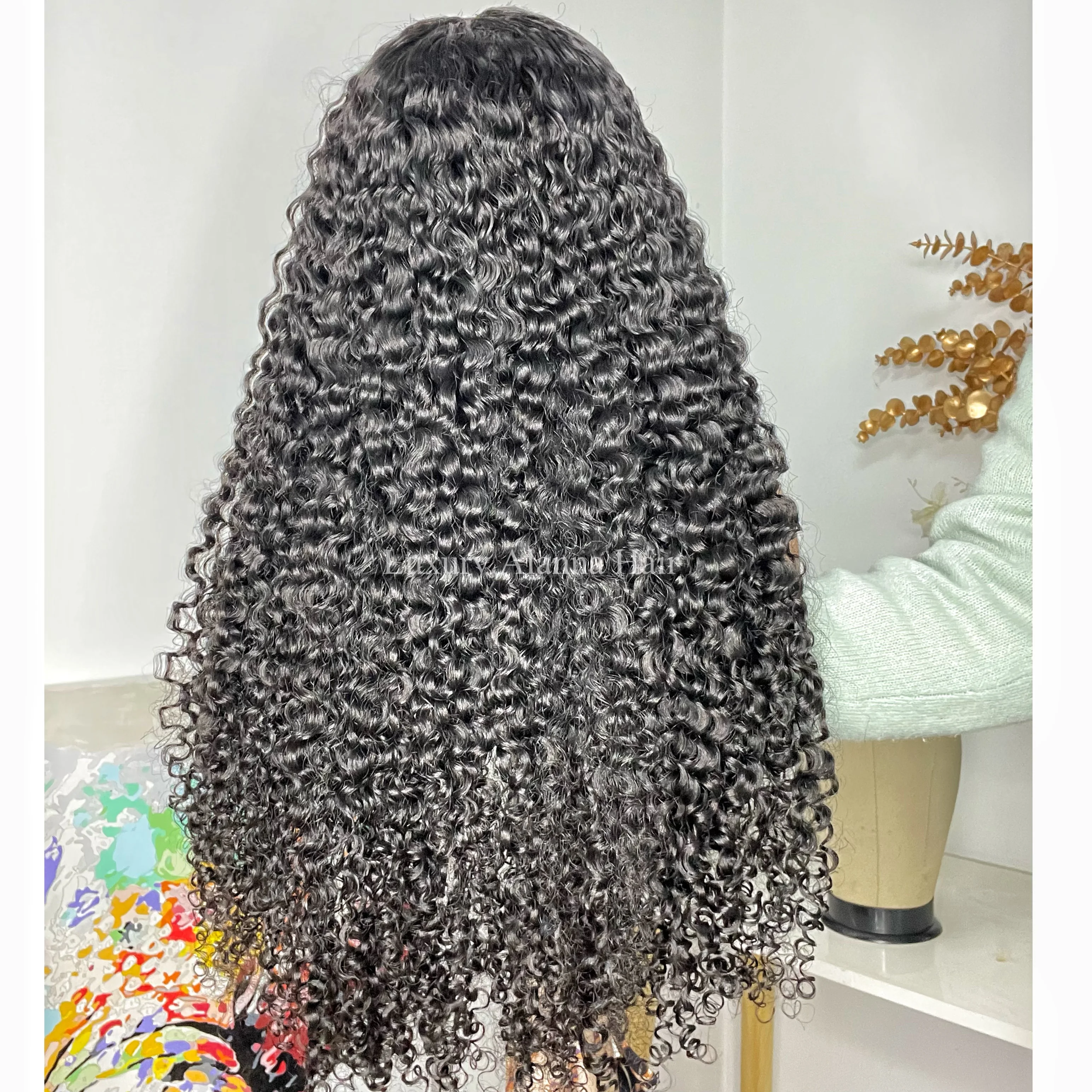 Raw Virgin Cuticle Aligned Curly Human Hair Wigs High Quality Cambodian 3b Soft Kinky Curly V Part Wig Small Medium Large Cap
