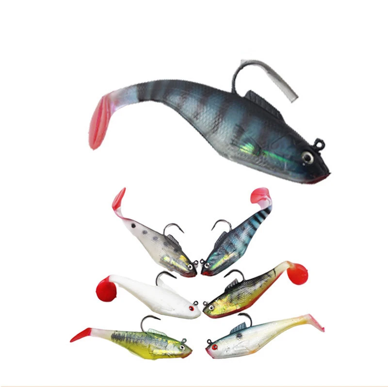 10g PVC Material Fanfish T Tail With Lead Single Hook Soft Fishing Lure Bait