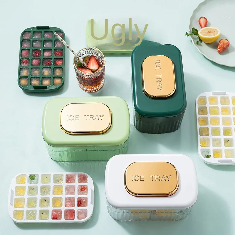 Ice Cube Tray Drink Jelly Freezer Mould Ice Maker Three Layer Ice Cube Tray Box with Lid Cover
