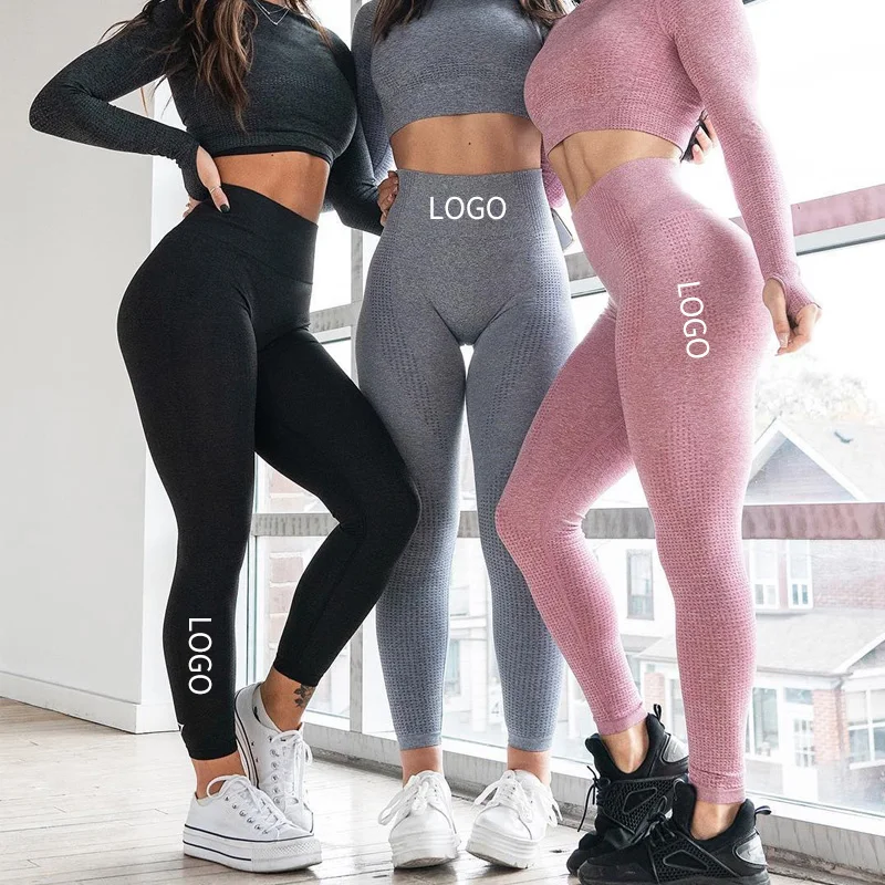 
Custom Logo Women 2021 Fitness Long Sleeve And Leggings Pink Gym Clothing Workout Seamless Yoga Set 