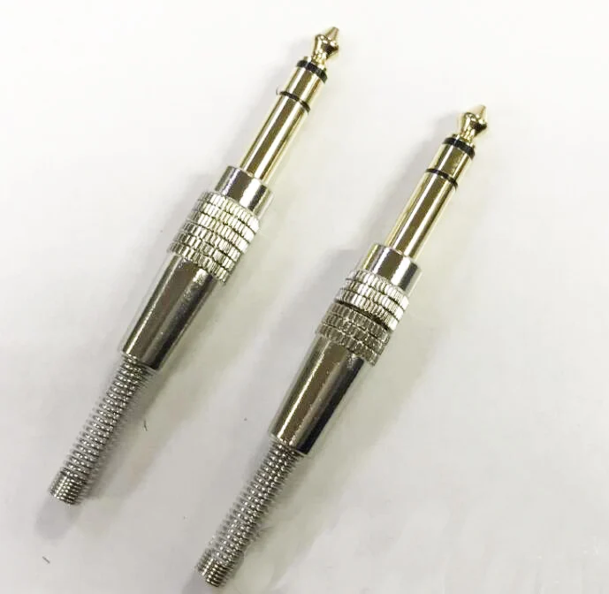 Metal 3 poles 3.5mm stereo male plug screw-in 3.5mm female jack to 3 pole 6.35mm plug adapter 2 in 1 Guitar Mic audio connector