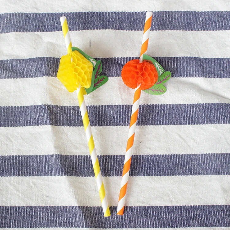 
Orange lemon paper straws garland fruit paper straws honeycomb honeycomb straws party decoration supplies 