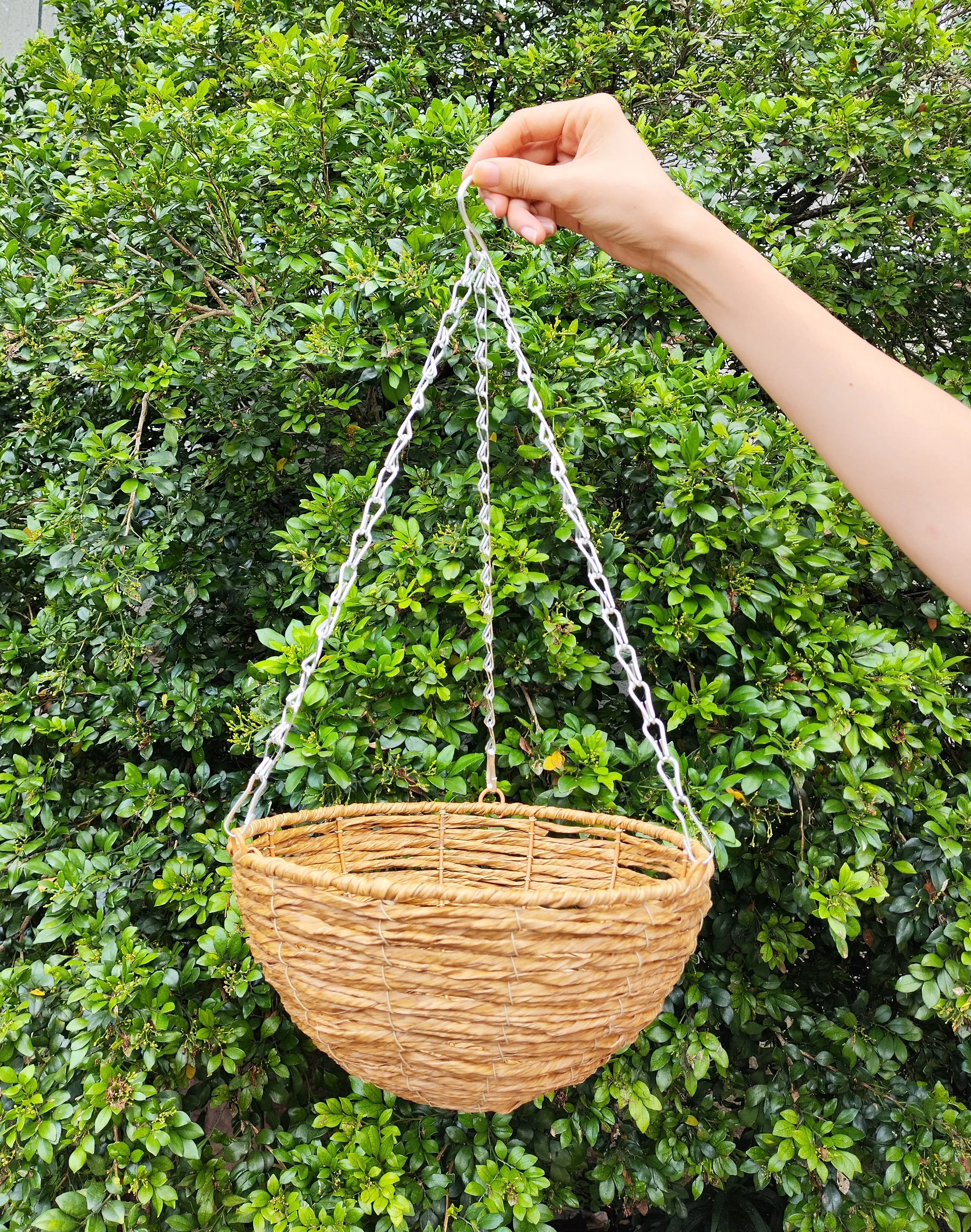 Bobai Jiaxiang hand-made natural color pp rattan hanging basket for outdoor indoor decoration flower pot for garden