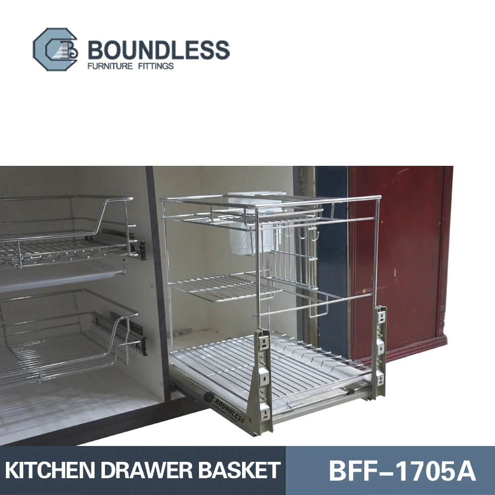 kitchen cabinet accessories multi-functional drawer basket pull out seasoning basket with soft closing rail  BFF-1705