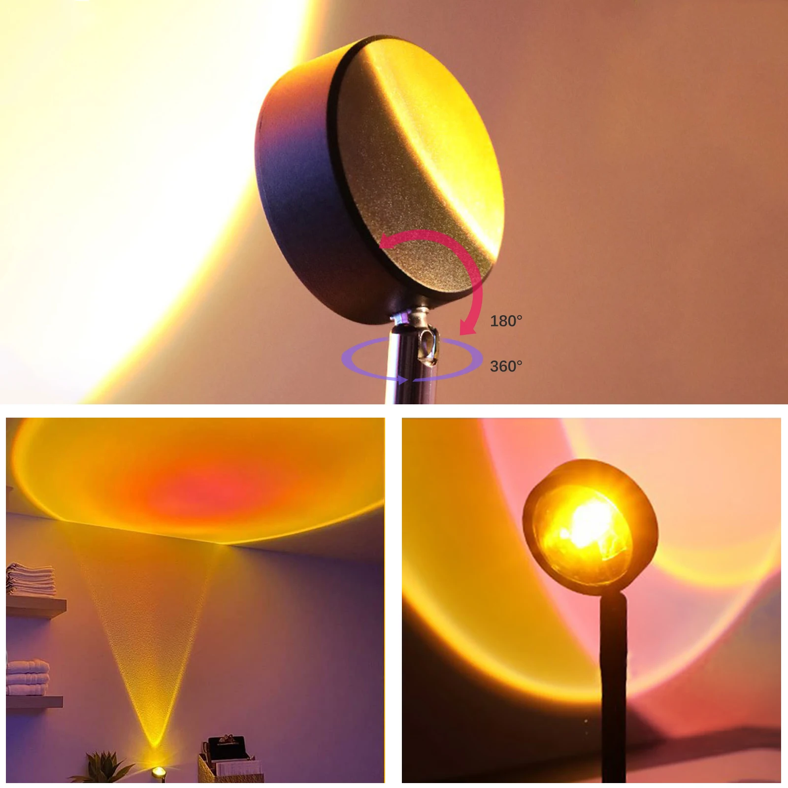 High Quality 360 Adjustable 16 Colors Atmosphere Lamp Mini Sunset Lamp Light with Remote Control RGB Sunset Projector Lamp