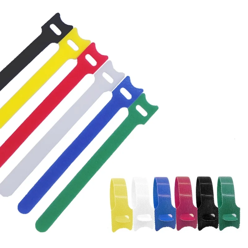 Wholesale Colorful 100pcs Self-locking Nylon Hook And Loop Strap Non-slip Cable Tie Wraps Zip Ties