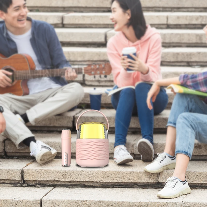 Mini Outdoor Home Party Speaker Karaoke Light Machine Player Portable BT Wireless Karaoke Speaker with Mic