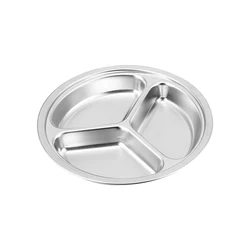 Premium 304 Stainless steel round dinner plate  3 Section Round Dinner Plates ,Indian Thali Plate