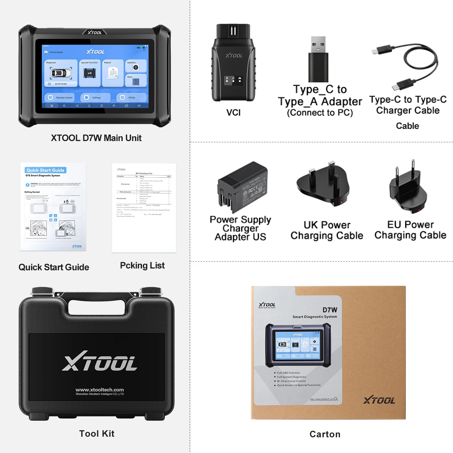 New XTOOL D7W Full System Diagnostic Tool Car Scanner ECU coding Bi-Directional Auto Diagnostic Machine with 36+ Services