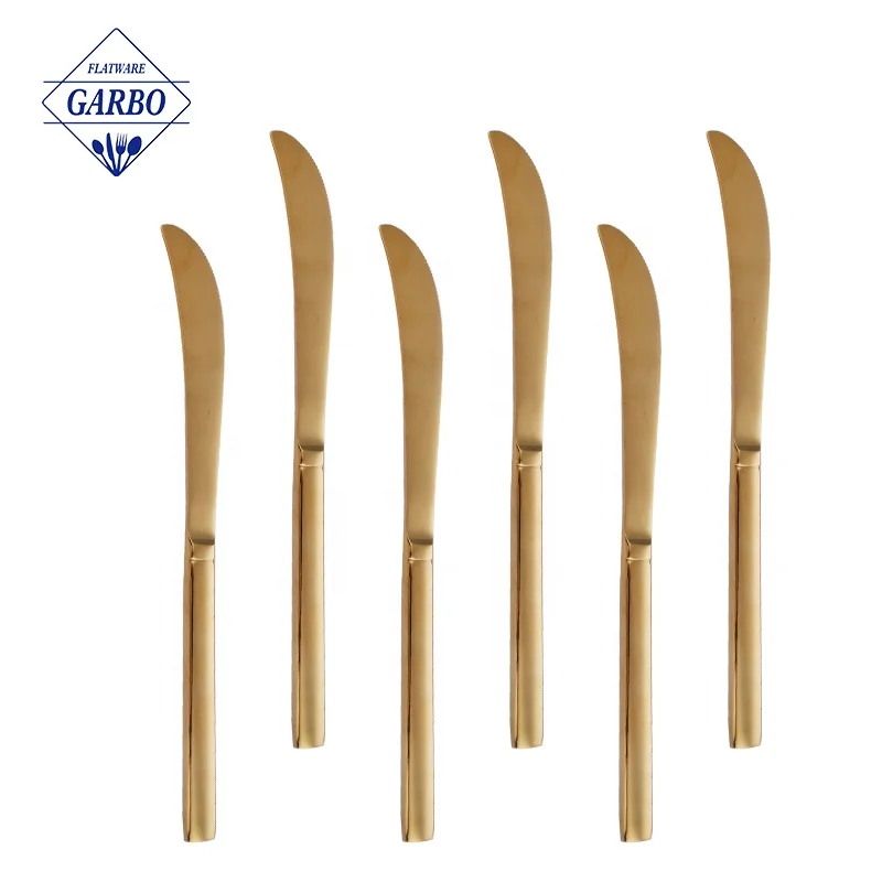 PVD Colored Wedding Luxury Cutlery Gold Knife Set Reusable 420 Stainless Steel Steak Knife Set for Home Hotel Restaurant