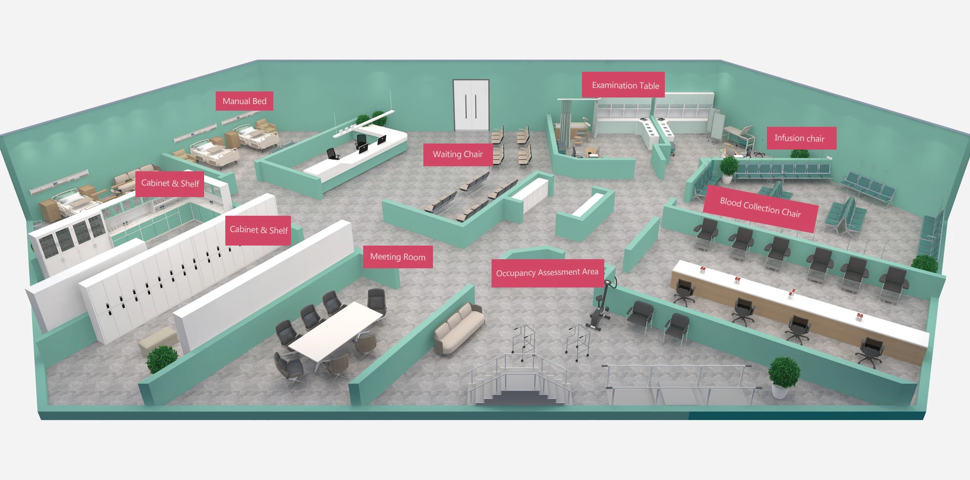 Hospital Height Adjustable  Mobile Overbed Table Medical Patient Dinning Bedside Table