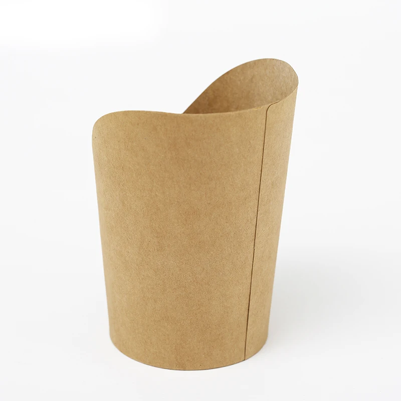 Custom Brown Kraft Chip French Fries Holder Disposable Paper Cup Snack Food Grade Cup