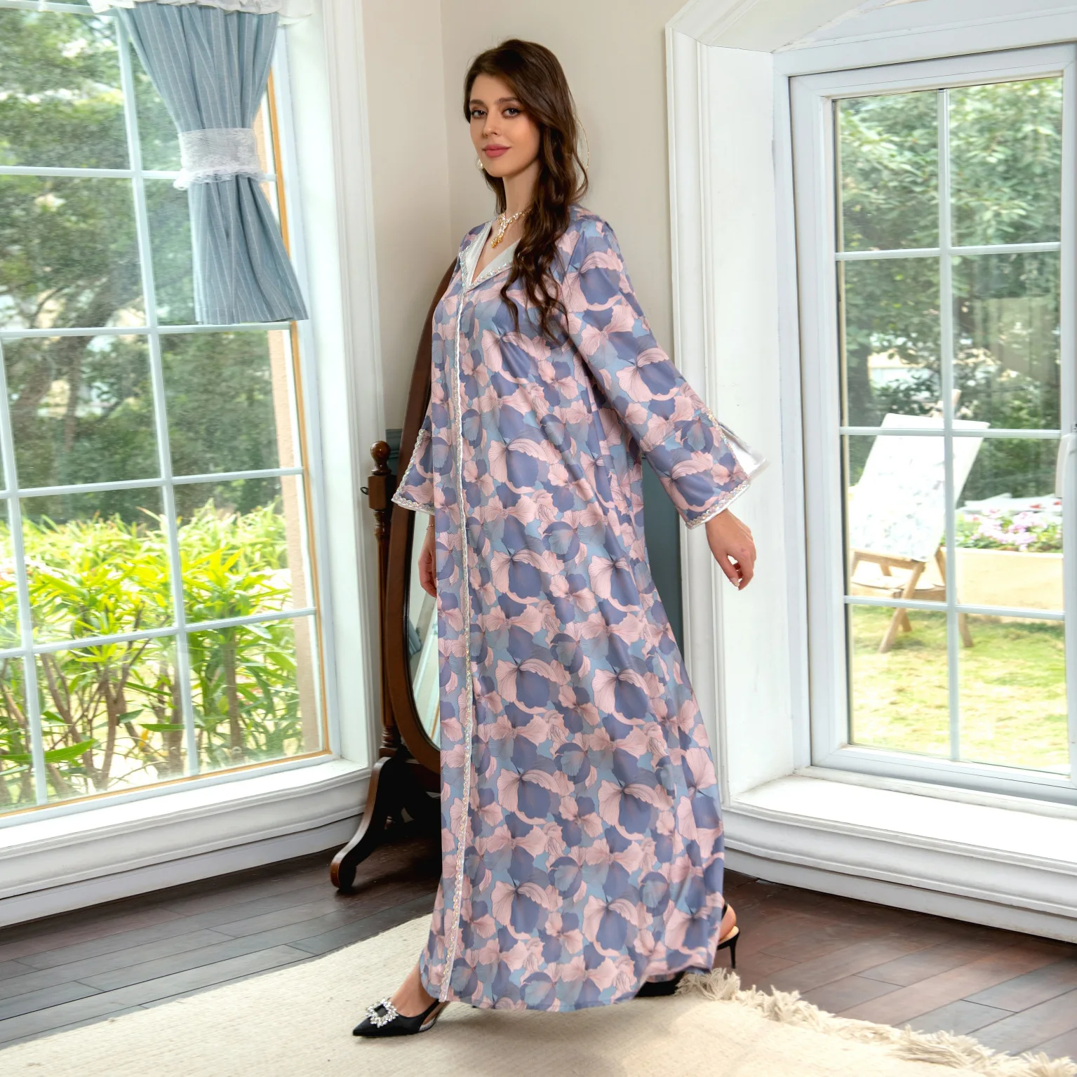 Y AB299 2023 traditional muslim clothing Summer new pattern Arab Middle East robe twist colorful crystals dress