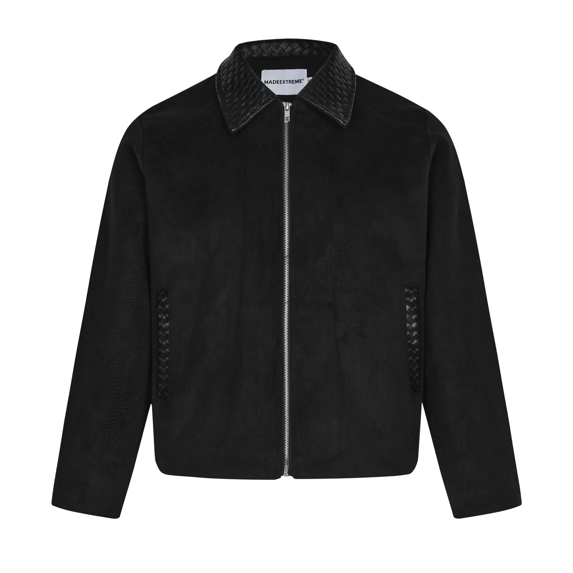 Fashion design cleanfit diamond lapel winter coat  vintage suede leather jacket for men