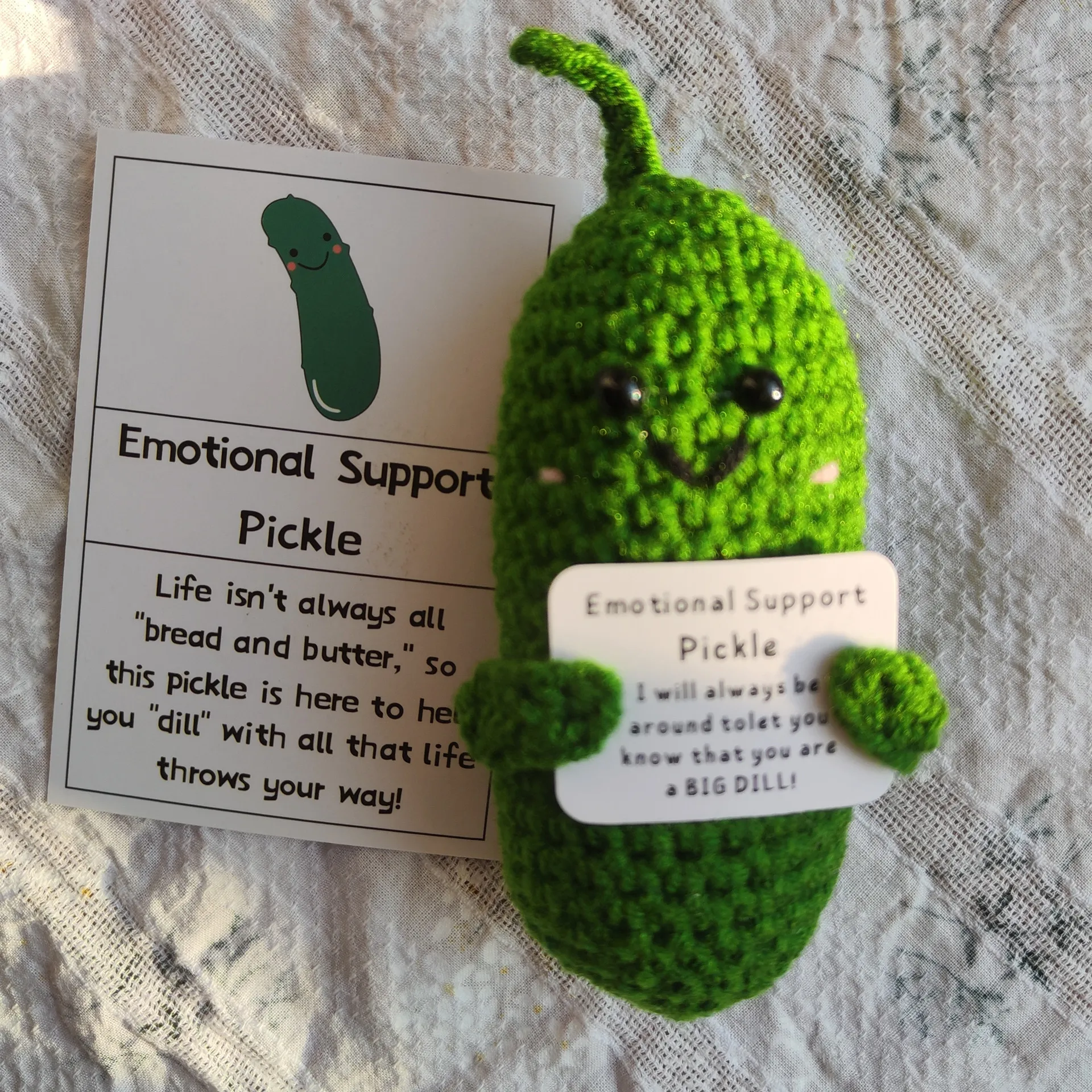 Cucumber Mini Funny Knitted Wool Crochet Doll With Card Cheer Up For Gifts Party Decorations Fruit Positive Potato