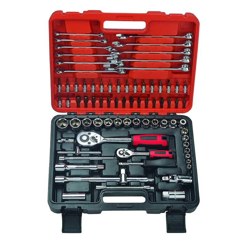 121 Pieces House Mechanics Tool Set, General Purpose Mixed Sockets and Wrenches, Hand Tool Set Auto Repair Tool Kit with Case