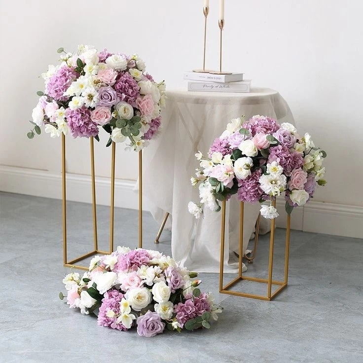 Wedding Table Centerpieces Decoration Square Flowers Rack Vase Gold Tall Metal Flower Stand For Weddings Party Centerpiece