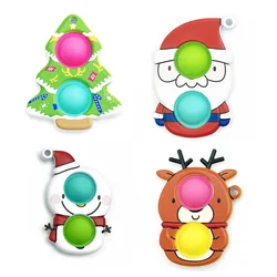 2021 New Design Christmas gift Fidget Buttons Keychain Toy Bubble Push it Silicone Sensory Fidget Toy