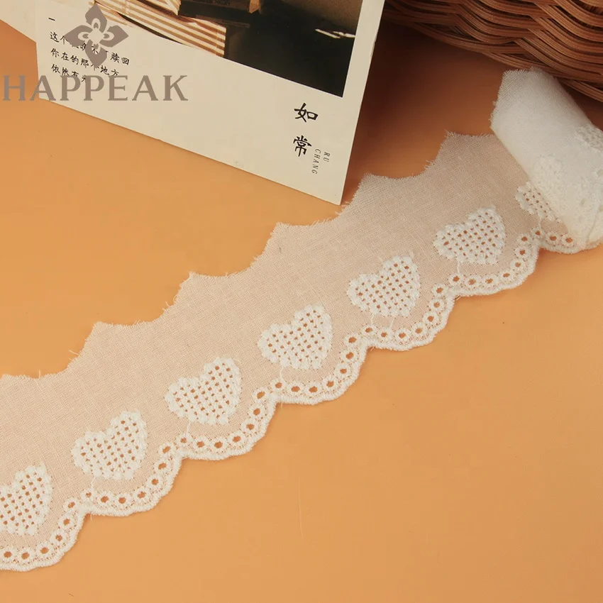 HAPPEAK High Quality Embroidered Lace Trim Crochet Guipure Cotton Lace Trim Ribbon Roll For Wedding Decoration