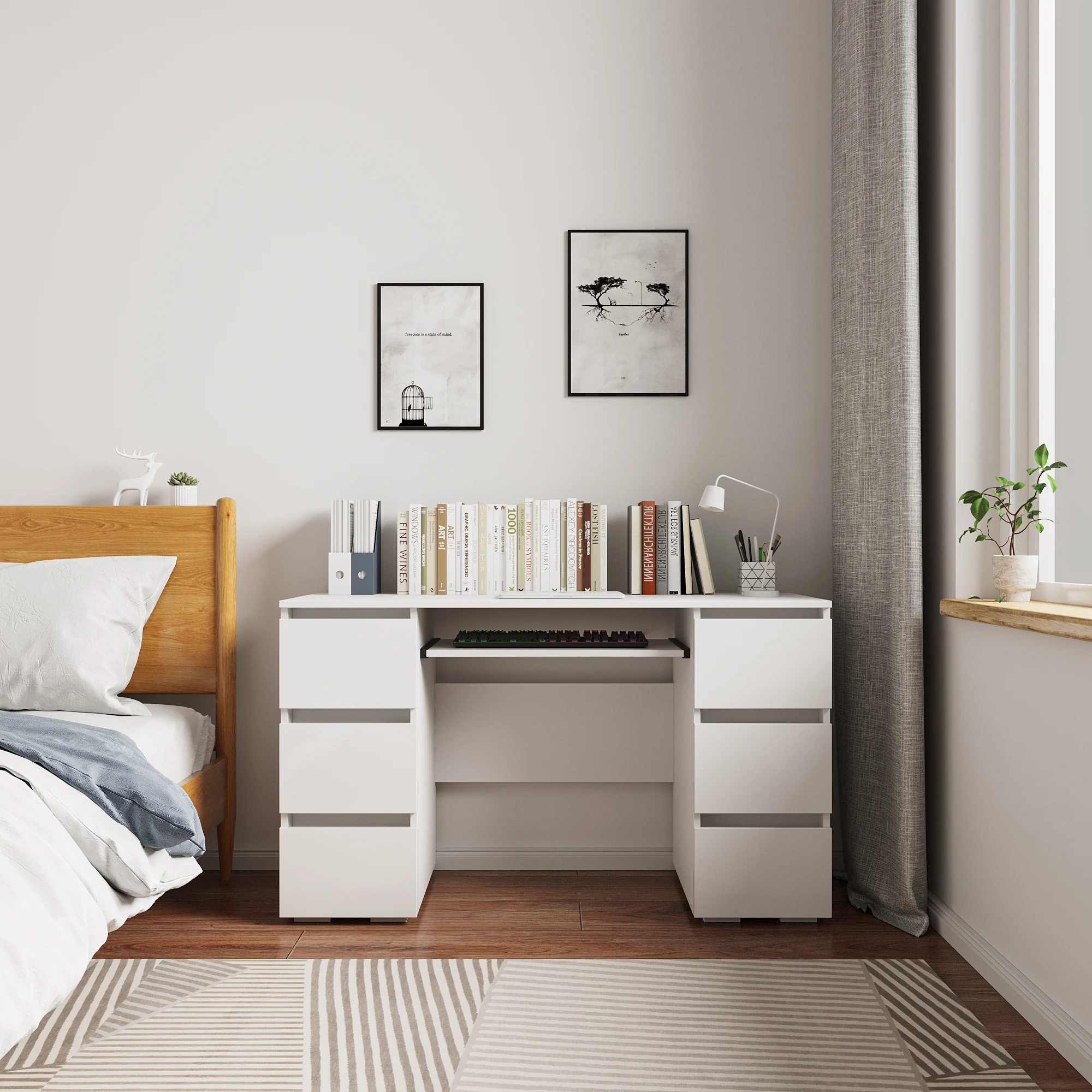 modern l shaped folding small home office computer gaming desk table with bookshelf for study room