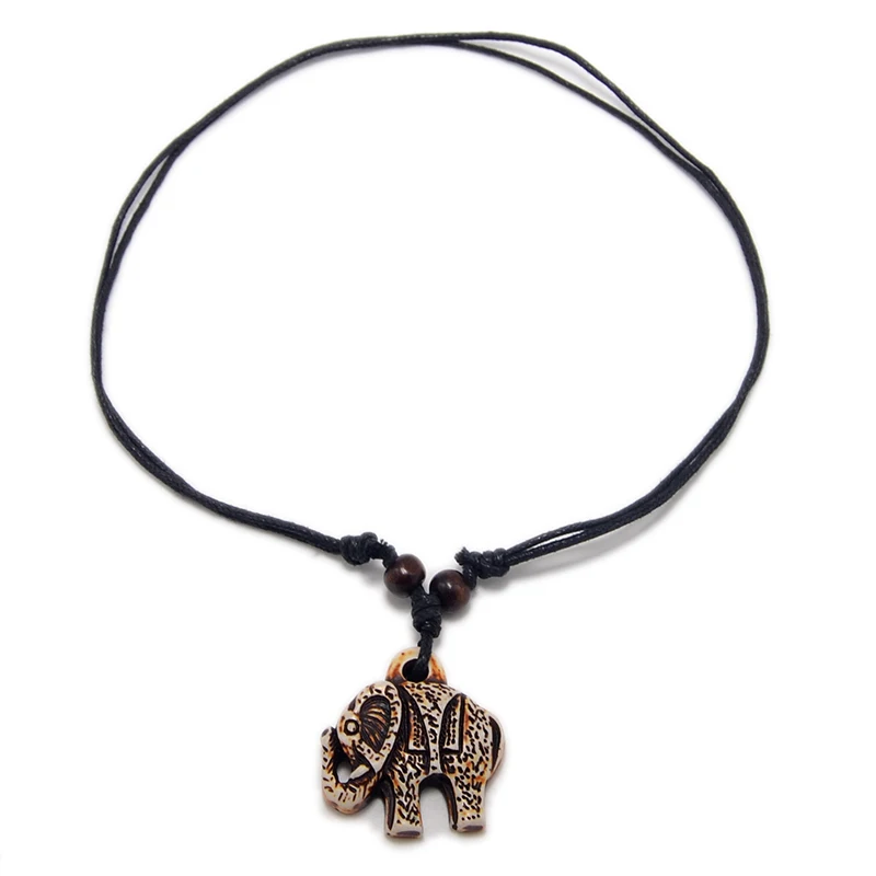 FX014 Elephant necklace Vintage pendant Man Choker Retro Africa Jewelry Tribal style Imitation Yak Bone necklace Amulet Gift