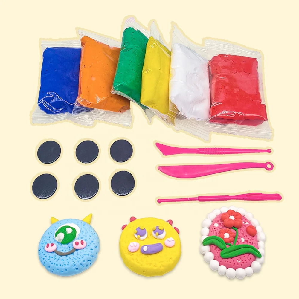 DIY Modeling Air Dry Clay Kit for Kids Create Your Own Fridge Magnet with 6-Color Soft Nontoxic Clay Clay Fridge Magnet