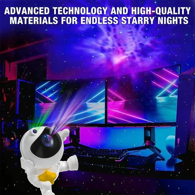 Hot Modern 3D Astronaut LED Night Light Indoor Smart Home Projector with USB Power Remote Control DIY Features White Shade