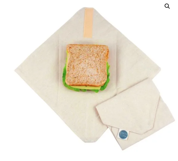 2021 hot seller GOTS certificated 100% natural organic eco friendly cotton sandwich bag for lunch and snack