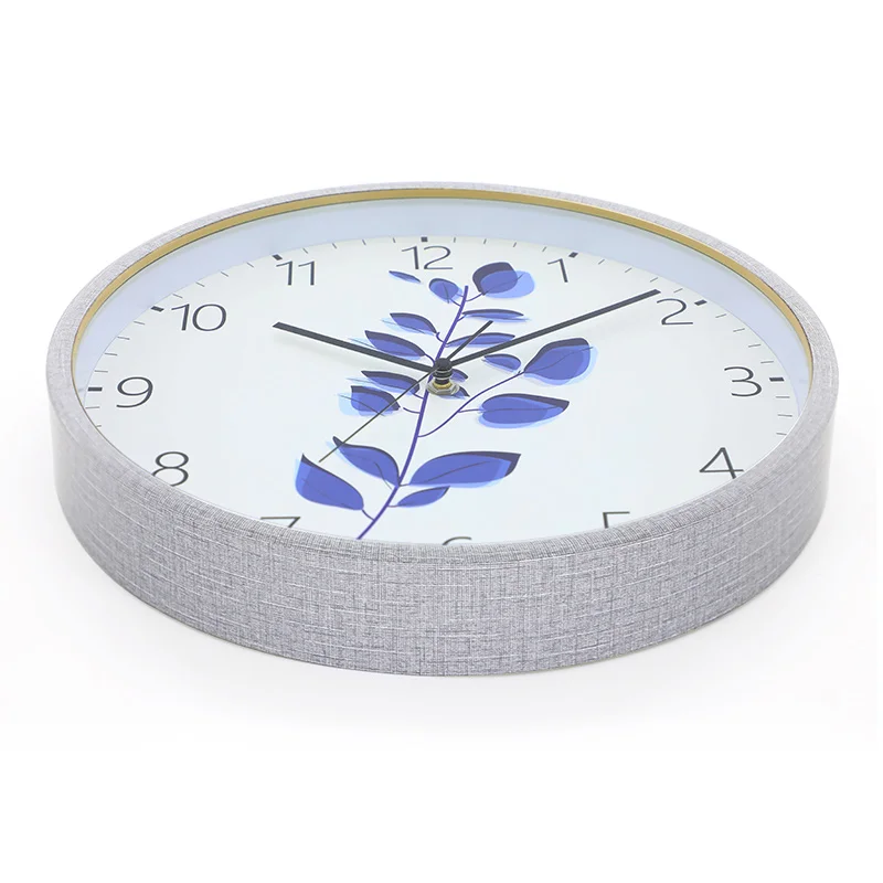 2023 modern fashion custom design analog quartz  Imitative wooden cheap plastic wall clock home decor