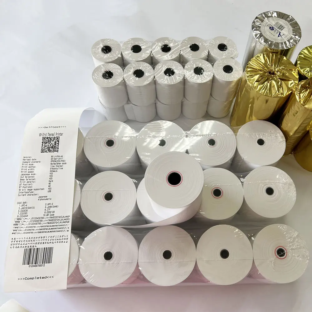 Stock Size 80X80 57X40 A Grade Thermal Roll Cash Register Paper for Debit Credit Pos Cards Atm Voucher Receipt Bill Note Ticket