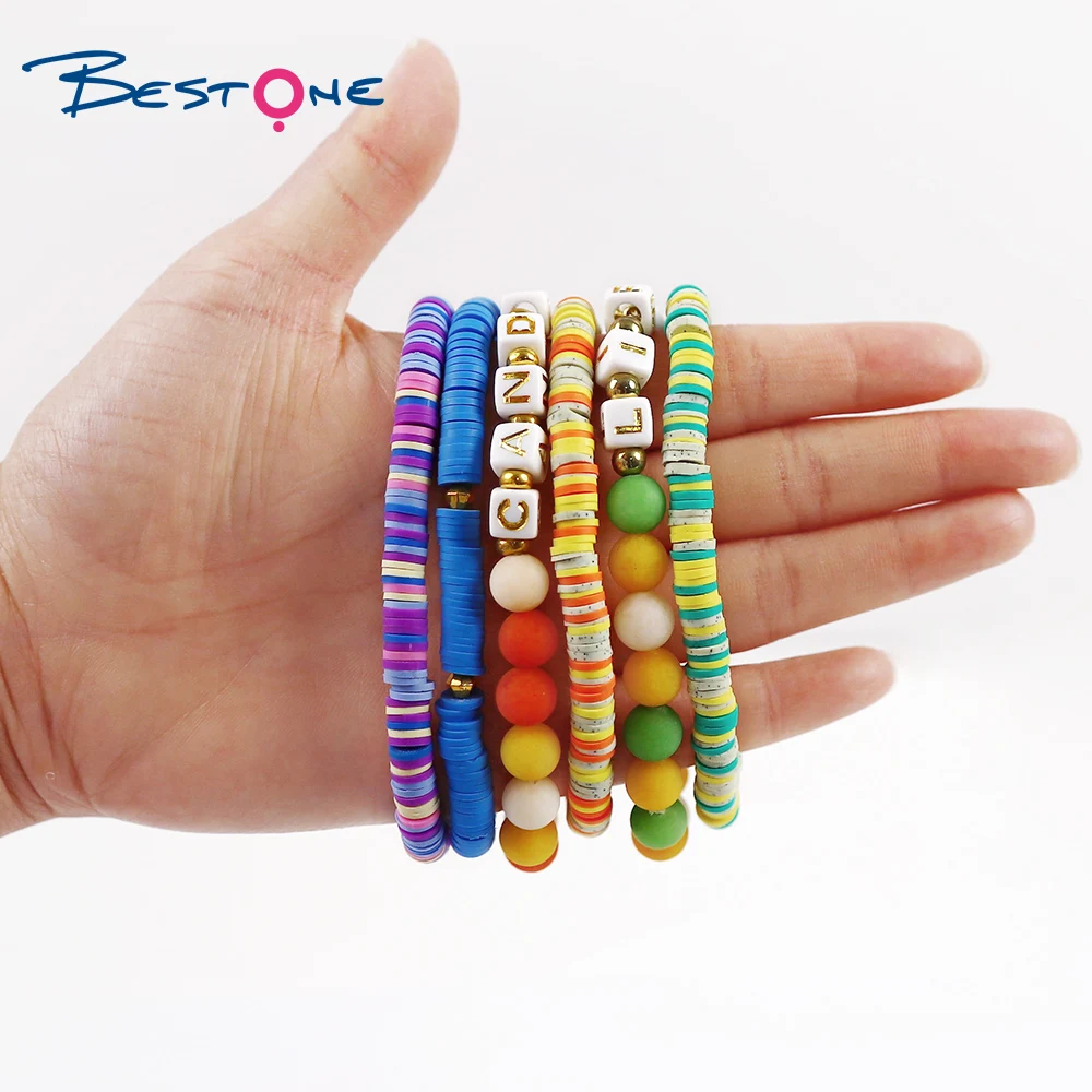  Wholesale Rainbow Mix Polymer Clay Bracelet Beads Boho Heishi Disc for Jewelry Making 6mm