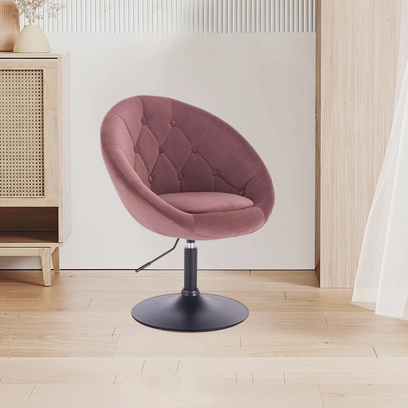 Barber Chair Modern Styling Salon Chair Velvet Swivel Accent Chair With Metal Base