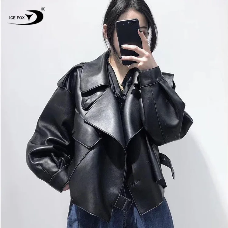 Female New Design Pink Leather Jacket Soft Leather Coat Slim Zipper Motorcycle Woman Sheepskin Jacket Genuine Leather jacket