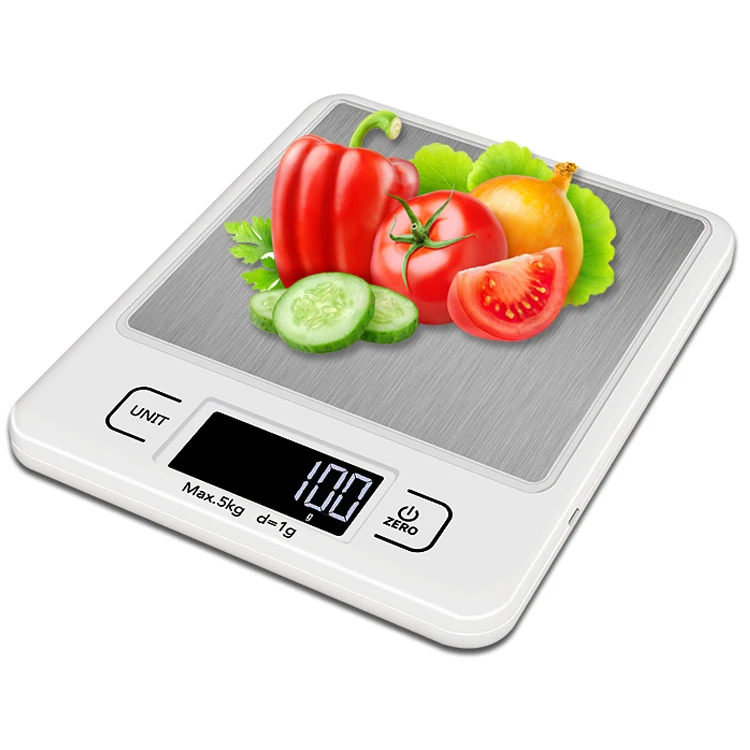 High-End USB Stainless Steel Electric Kitchen Scale Good Grips 1kg 3kg 5kg Digital Display Food Scale Rectangle Shape Battery